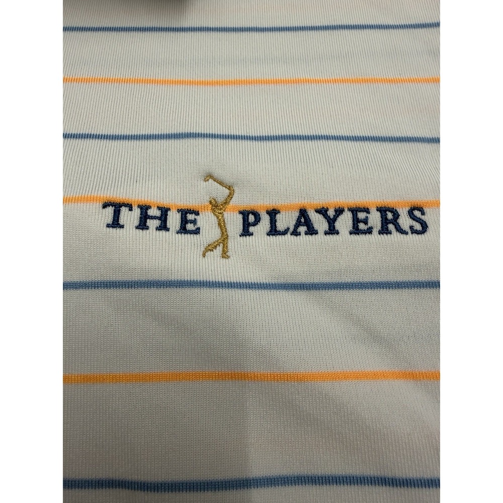Under Armour Playoff Polo Mens Large White Multicolor‎ Striped Golf The Players - Picture 2 of 7
